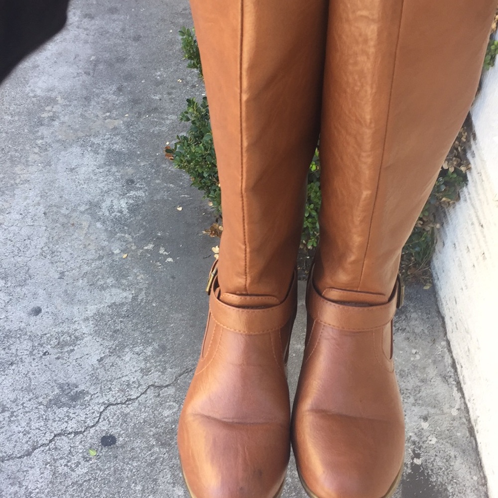 Brown leather boots